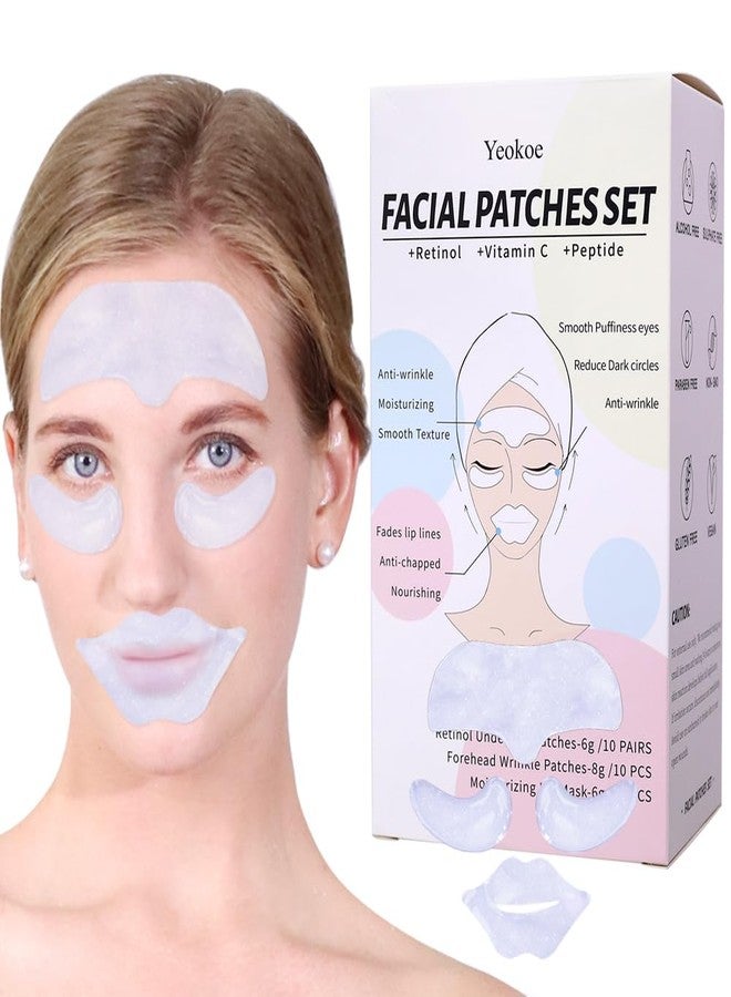 Yeokoe Forehead Wrinkle Patches,Under Eye Patches and Lip Mask 30 PCS. Face Masks Skincare With Retinol Serum For Anti-aging Puffy Eyes and Dark Circles - Image 1